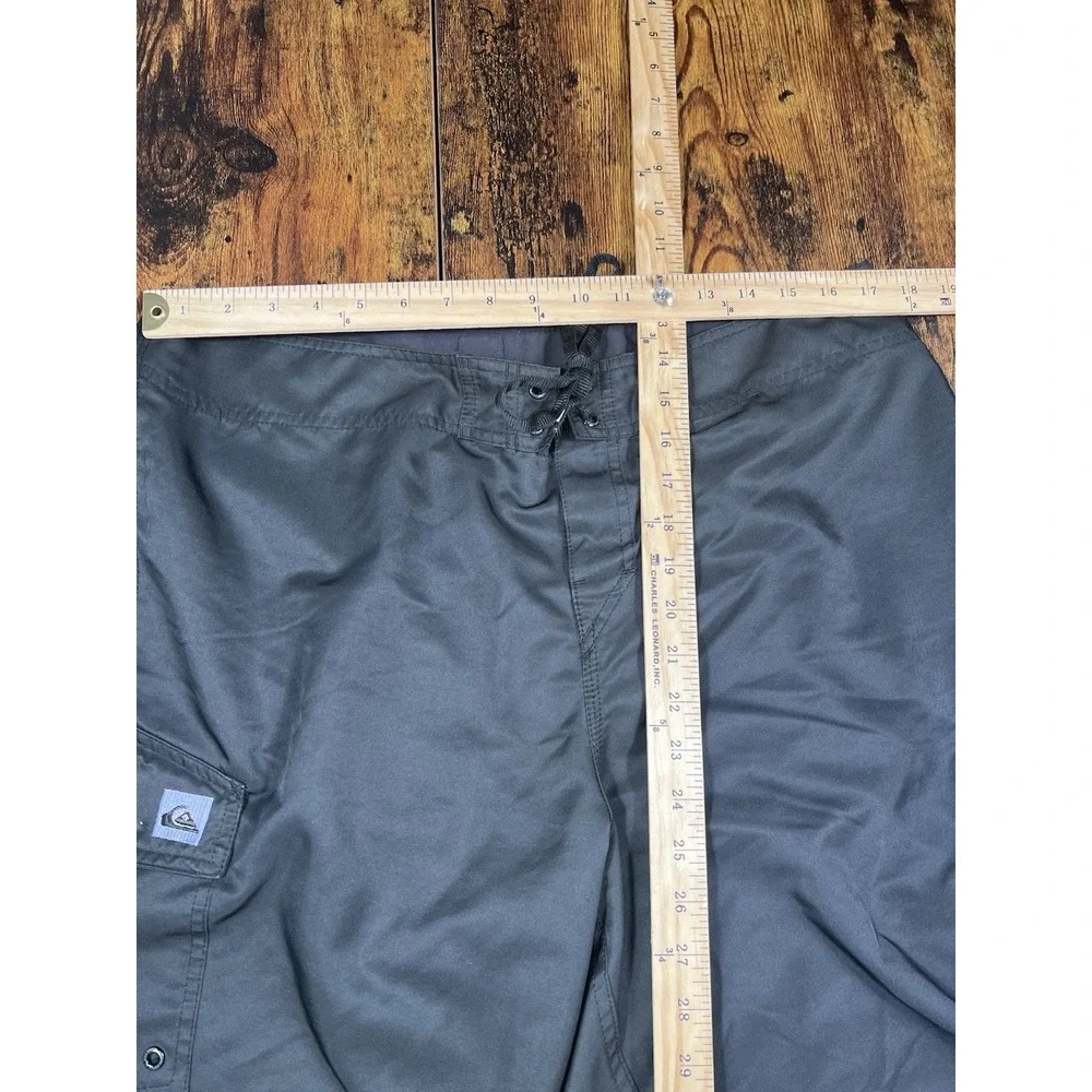 Quicksilver Mens‎ Sz 34 XL Board Short Swim Trunks Black Cargo Pockets Unlined